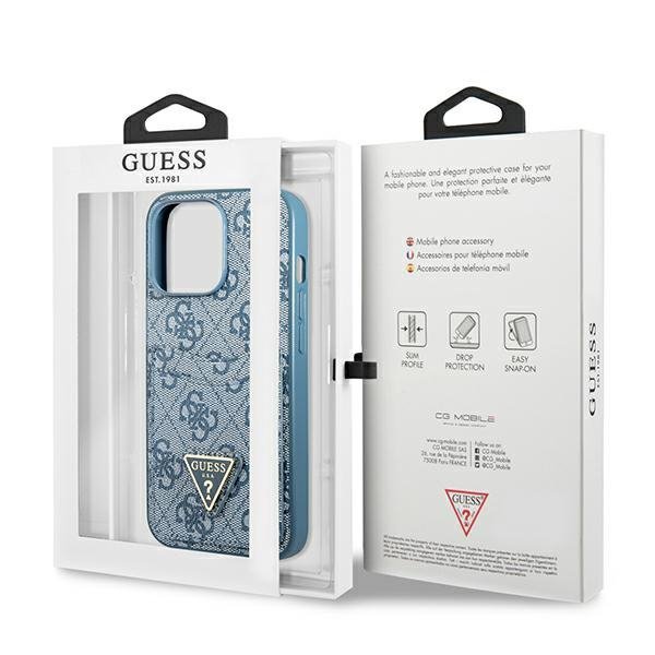 Guess GUHCP13LP4TPB iPhone 13 Pro / 13 6,1&quot; niebieski/blue hardcase 4G Triangle Logo Cardslot