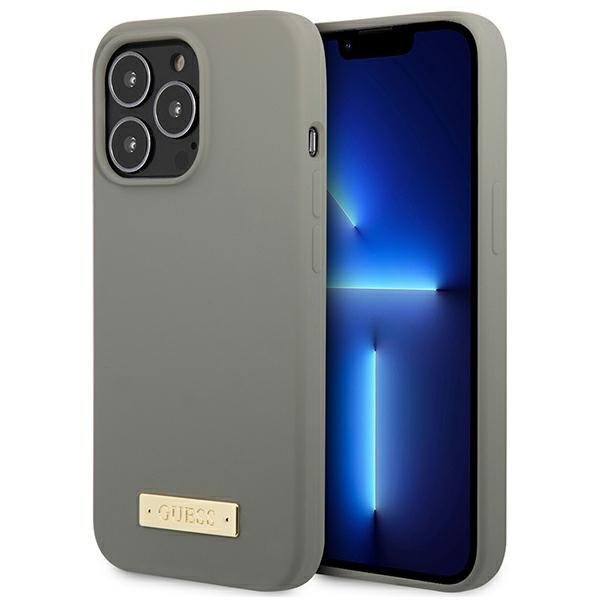 Guess GUHMP13LSPLG iPhone 13 Pro / 13 6,1&quot; szary/grey hard case Silicone Logo Plate MagSafe