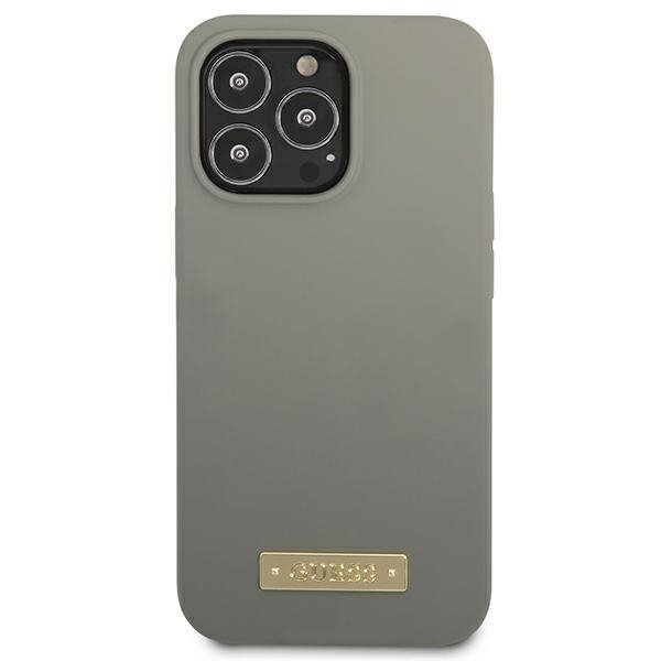 Guess GUHMP13LSPLG iPhone 13 Pro / 13 6,1&quot; szary/grey hard case Silicone Logo Plate MagSafe