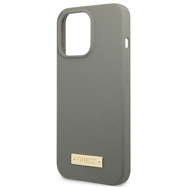 Guess GUHMP13LSPLG iPhone 13 Pro / 13 6,1&quot; szary/grey hard case Silicone Logo Plate MagSafe