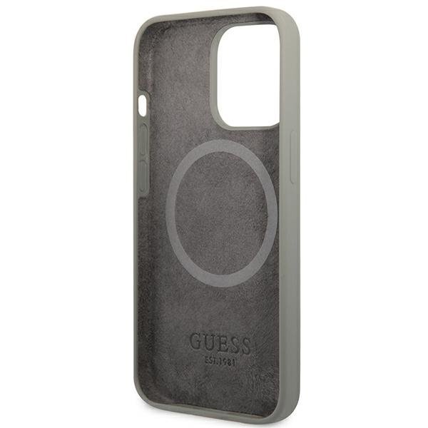 Guess GUHMP13LSPLG iPhone 13 Pro / 13 6,1&quot; szary/grey hard case Silicone Logo Plate MagSafe
