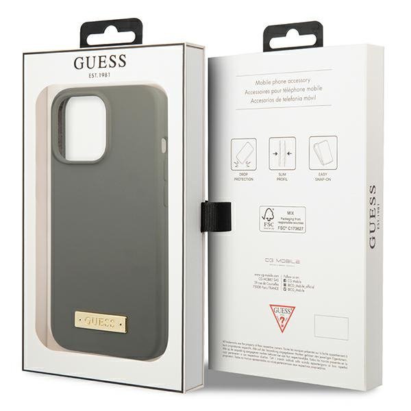 Guess GUHMP13LSPLG iPhone 13 Pro / 13 6,1&quot; szary/grey hard case Silicone Logo Plate MagSafe