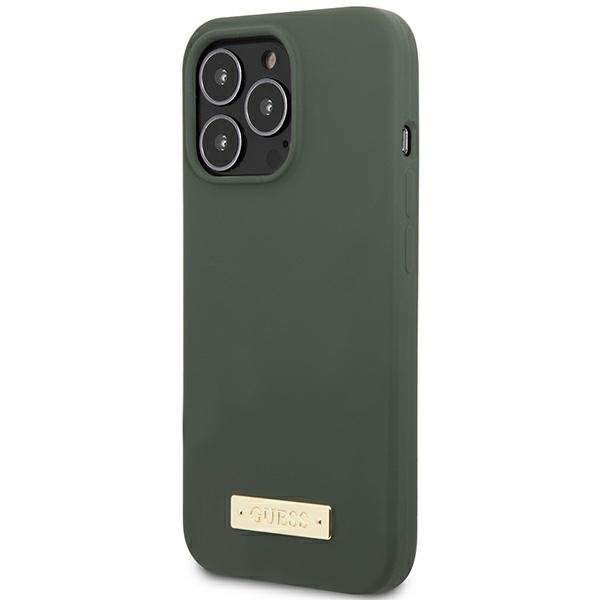 Guess GUHMP13XSPLA iPhone 13 Pro Max 6,7&quot; zielony/khaki hard case Silicone Logo Plate MagSafe