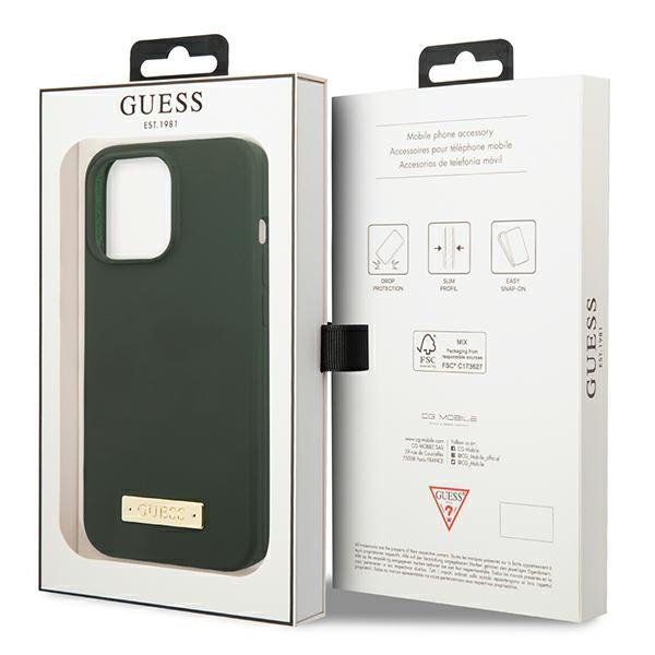 Guess GUHMP13XSPLA iPhone 13 Pro Max 6,7&quot; zielony/khaki hard case Silicone Logo Plate MagSafe