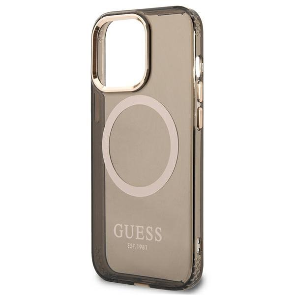 Guess GUHMP13LHTCMK iPhone 13 Pro / 13 6,1&quot; czarny/black hard case Gold Outline Translucent MagSafe