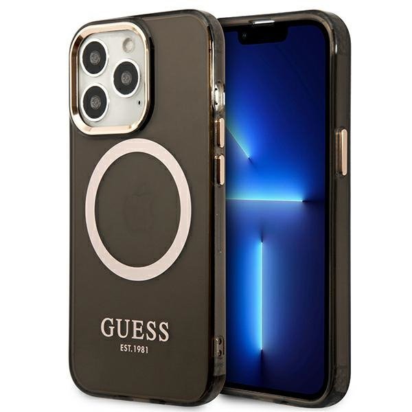 Guess GUHMP13XHTCMK iPhone 13 Pro Max 6,7&quot; czarny/black hard case Gold Outline Translucent MagSafe