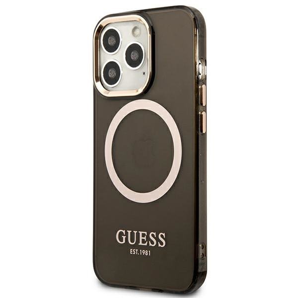 Guess GUHMP13XHTCMK iPhone 13 Pro Max 6,7&quot; czarny/black hard case Gold Outline Translucent MagSafe
