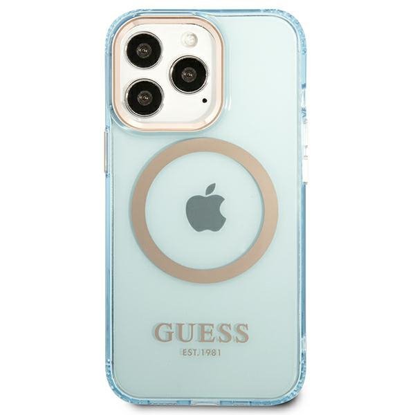 Guess GUHMP13XHTCMB iPhone 13 Pro Max6,7&quot; niebieski/blue hard case Gold Outline Translucent MagSafe
