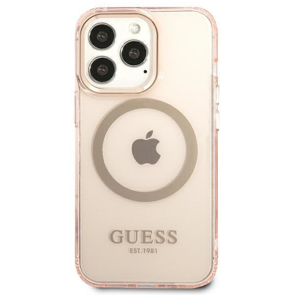 Guess GUHMP13XHTCMP iPhone 13 Pro Max 6,7&quot; różowy/pink hard case Gold Outline Translucent MagSafe