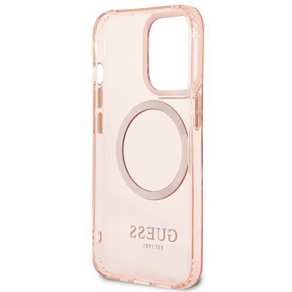 Guess GUHMP13XHTCMP iPhone 13 Pro Max 6,7&quot; różowy/pink hard case Gold Outline Translucent MagSafe