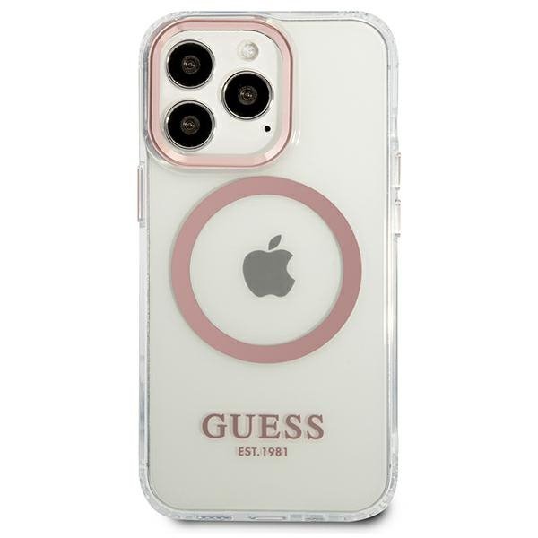 Guess GUHMP13LHTRMP iPhone 13 Pro / 13 6,1&quot; różowy/pink hard case Metal Outline Magsafe