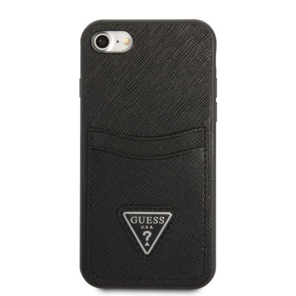 Guess GUHCI8PSATPK iPhone 7/8 SE 2020 / SE 2022 hardcase czarny/black hardcase Saffiano Triangle Logo Cardslot