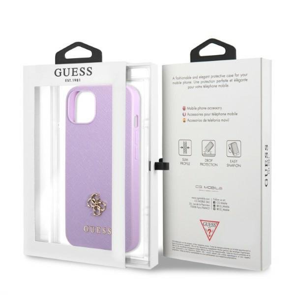Guess GUHCP13MPS4MU iPhone 13 / 14 / 15 6.1&quot; purpurowy/purple hardcase Saffiano 4G Small Metal Logo