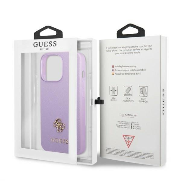 Guess GUHCP13XPS4MU iPhone 13 Pro Max 6,7&quot; purpurowy/purple hardcase Saffiano 4G Small Metal Logo