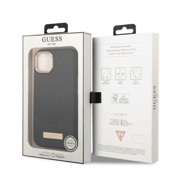 Guess GUHMP13MSAPSTK iPhone 13 / 14 / 15 6.1&quot; czarny/black hardcase Peony Logo Plate MagSafe