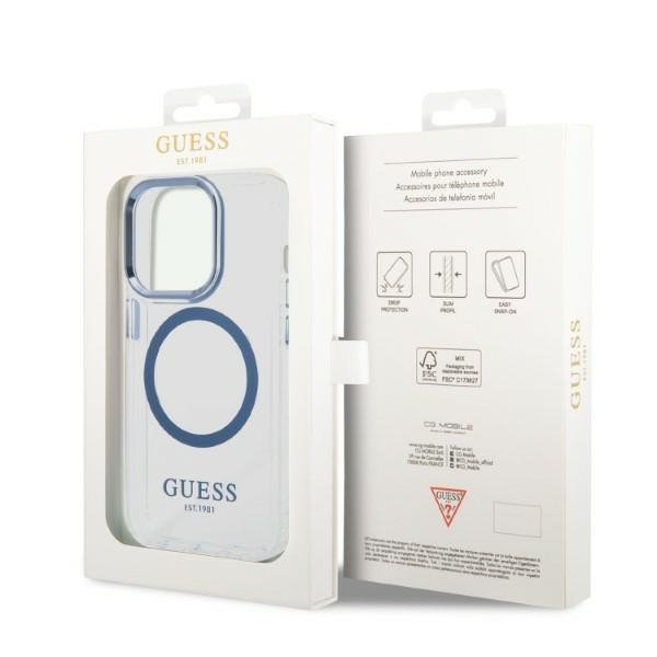 Guess GUHMP14XHTRMB iPhone 14 Pro Max 6,7&quot; niebieski/blue hard case Metal Outline Magsafe