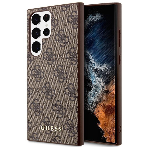 Guess GUHCS23LG4GFBR S23 Ultra S918brązowy/brown hard case 4G Metal Gold Logo