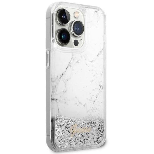 Guess GUHCP14LLCSGSGH iPhone 14 Pro 6.1&quot; biały/white hardcase Liquid Glitter Marble