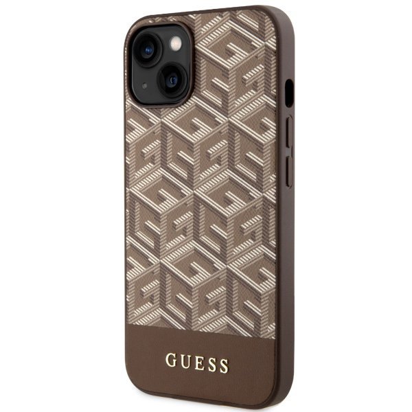 Guess GUHMP14SHGCFSEW iPhone 14 / 15 /13 6.1&quot; brązowy/brown hardcase GCube Stripes MagSafe