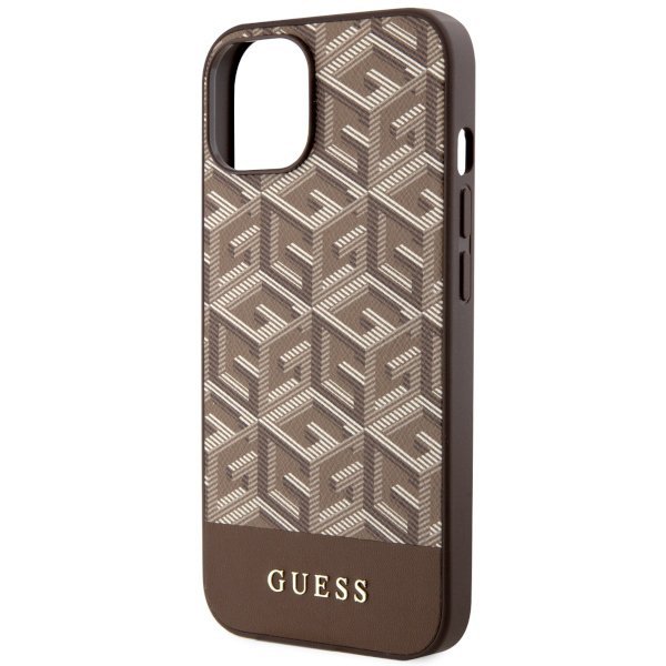 Guess GUHMP14SHGCFSEW iPhone 14 / 15 /13 6.1&quot; brązowy/brown hardcase GCube Stripes MagSafe