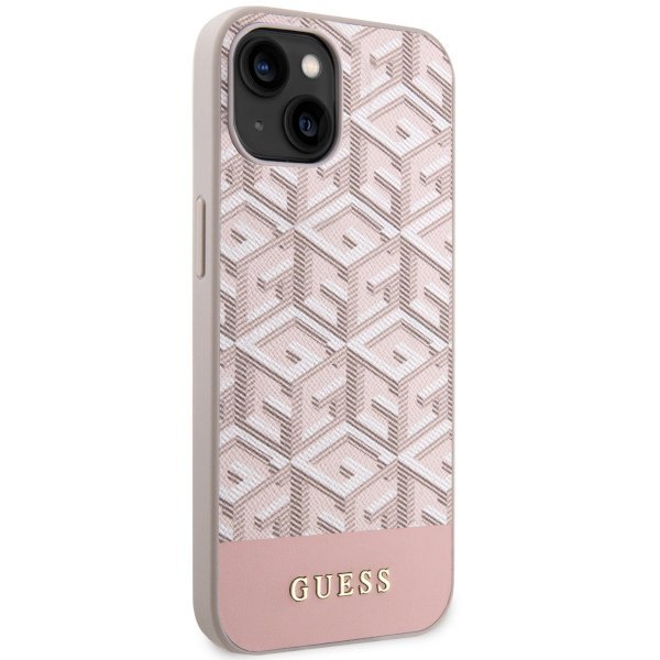 Guess GUHMP14MHGCFSEP iPhone 14 Plus / 15 Plus 6.7&quot; różowy/pink hard case GCube Stripes MagSafe