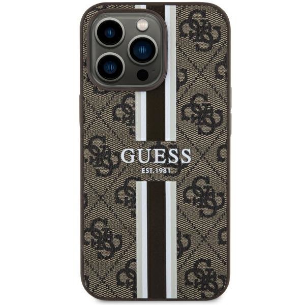 Guess GUHMP13LP4RPSW iPhone 13 Pro / 13 6.1&quot; brązowy/brown hardcase 4G Printed Stripes MagSafe