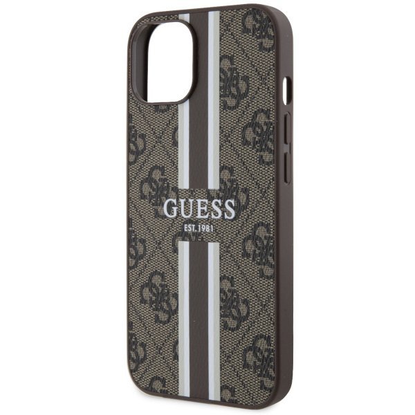 Guess GUHMP14MP4RPSW iPhone 14 Plus / 15 Plus 6.7&quot; brązowy/brown hardcase 4G Printed Stripes MagSafe