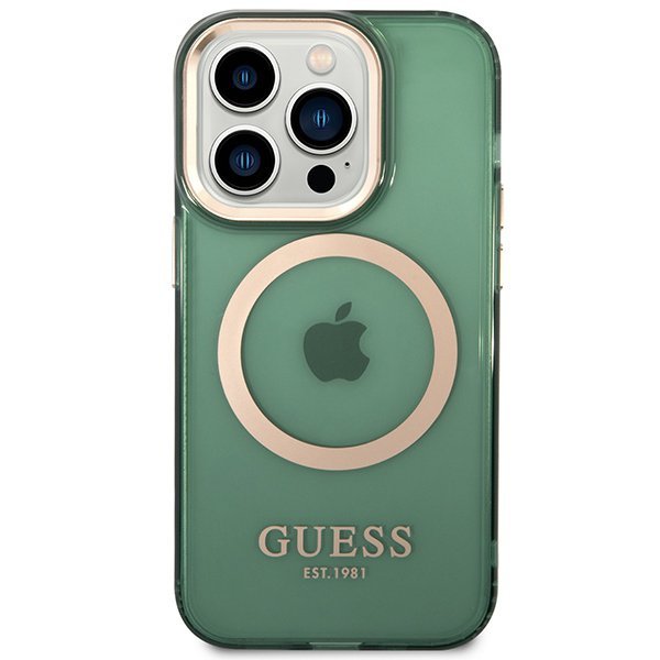 Guess GUHMP14XHTCMA iPhone 14 Pro Max 6,7&quot; zielony/khaki hard case Gold Outline Translucent MagSafe