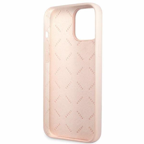 Guess GUHCP13XLSLMGLP iPhone 13 Pro Max 6.7&quot; jasnoróżowy/light pink hardcase Silicone Script Gold Logo