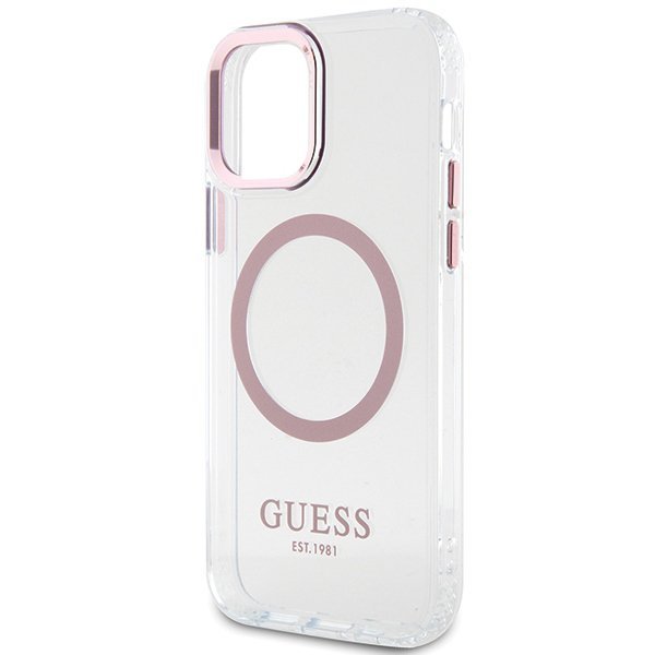 Guess GUHMP12MHTRMP iPhone 12/12 Pro 6.1&quot; różowy/pink hard case Metal Outline Magsafe