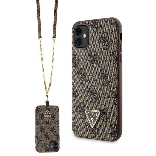 Guess GUHCN61P4TDSCPW iPhone 11 / Xr 6.1&quot; brązowy/brown hardcase Crossbody 4G Metal Logo