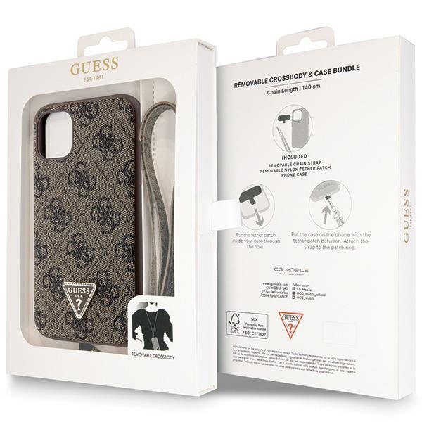 Guess GUHCN61P4TDSCPW iPhone 11 / Xr 6.1&quot; brązowy/brown hardcase Crossbody 4G Metal Logo
