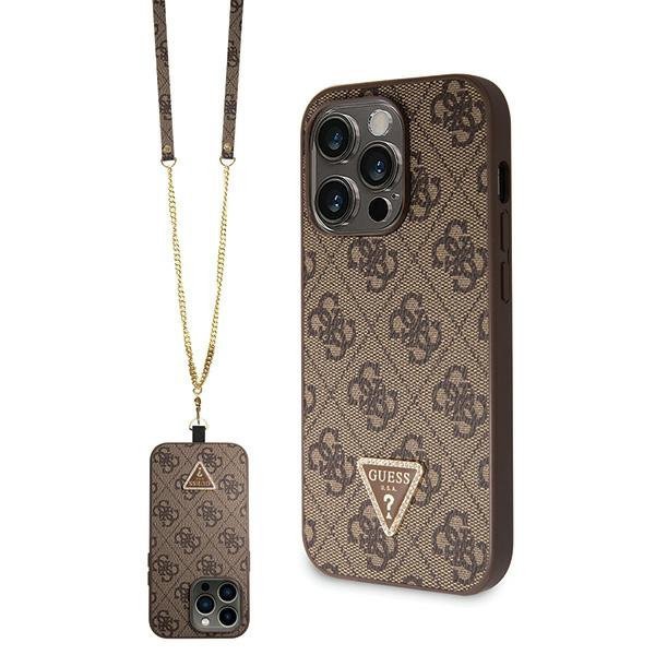 Guess GUHCP14LP4TDSCPW iPhone 14 Pro 6.1&quot; brązowy/brown hardcase Crossbody 4G Metal Logo