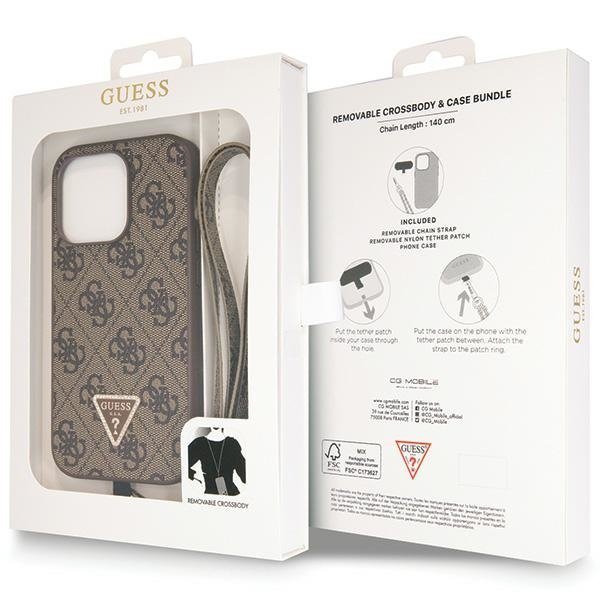 Guess GUHCP14LP4TDSCPW iPhone 14 Pro 6.1&quot; brązowy/brown hardcase Crossbody 4G Metal Logo