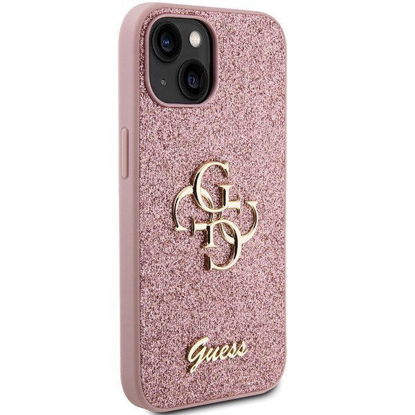 Guess GUHCP15SHG4SGP iPhone 15 / 14 / 13 6.1&quot; różowy/pink hardcase Glitter Script Big 4G