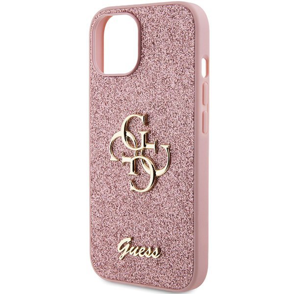 Guess GUHCP15SHG4SGP iPhone 15 / 14 / 13 6.1&quot; różowy/pink hardcase Glitter Script Big 4G