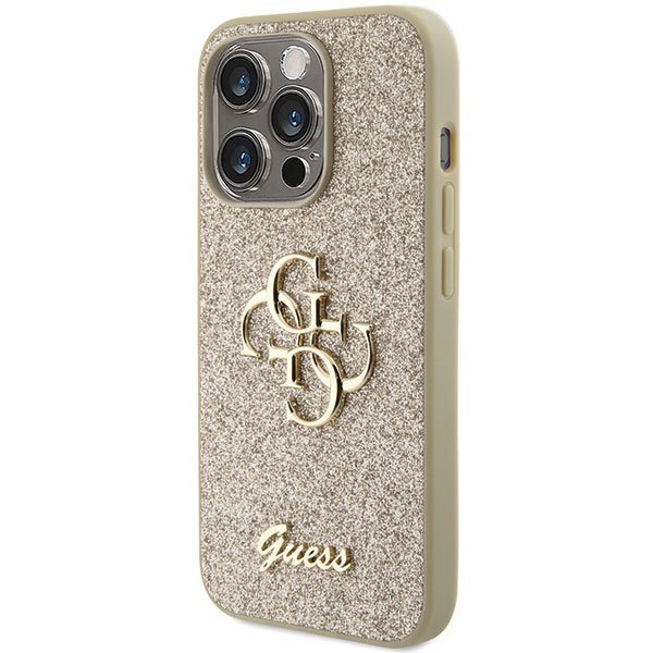 Guess GUHCP15XHG4SGD iPhone 15 Pro Max 6.7&quot; złoty/gold hardcase Glitter Script Big 4G