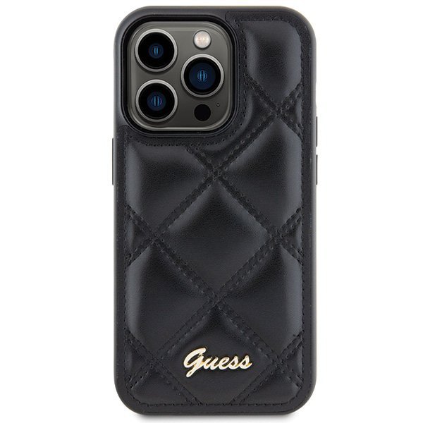 Guess GUHCP15LPSQSQSK iPhone 15 Pro 6.1&quot; czarny/black hardcase Quilted Metal Logo