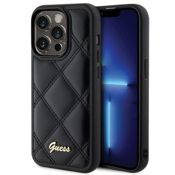 Guess GUHCP15XPSQSQSK iPhone 15 Pro Max 6.7&quot; czarny/black hardcase Quilted Metal Logo
