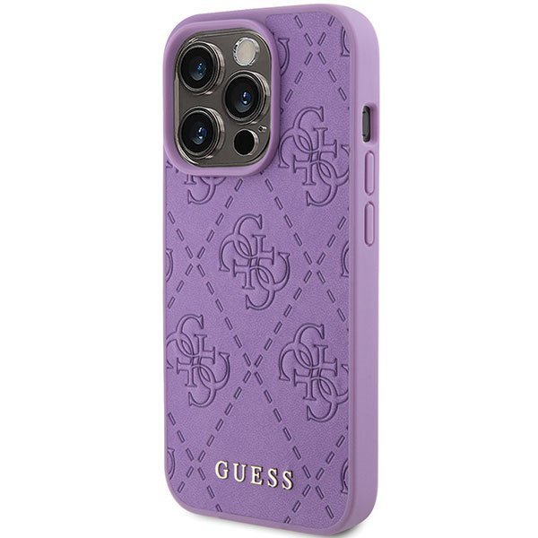 Guess GUHCP15LP4EPMU iPhone 15 Pro 6.1&quot; fioletowy/light purple hardcase Leather 4G Stamped