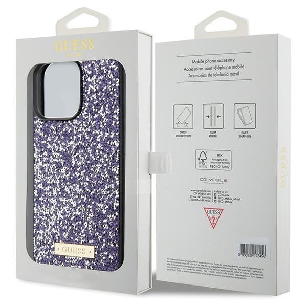 Guess GUHCP15LPFGSBSP iPhone 15 Pro 6.1&quot; fioletowy/purple hardcase Rhinestone Metal Logo