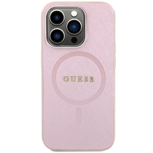 Guess GUHMP15LPSAHMCP iPhone 15 Pro 6.1&quot; różowy/pink hardcase Saffiano MagSafe