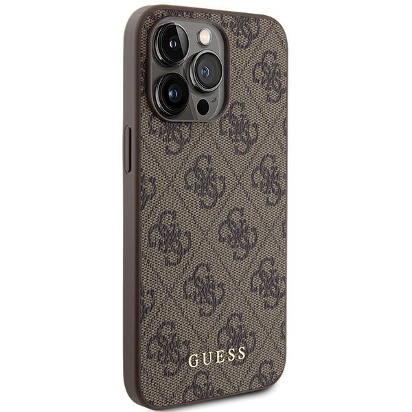 Guess GUHCP15XG4GFBR iPhone 15 Pro Max 6.7&quot; brązowy/brown hard case 4G Metal Gold Logo