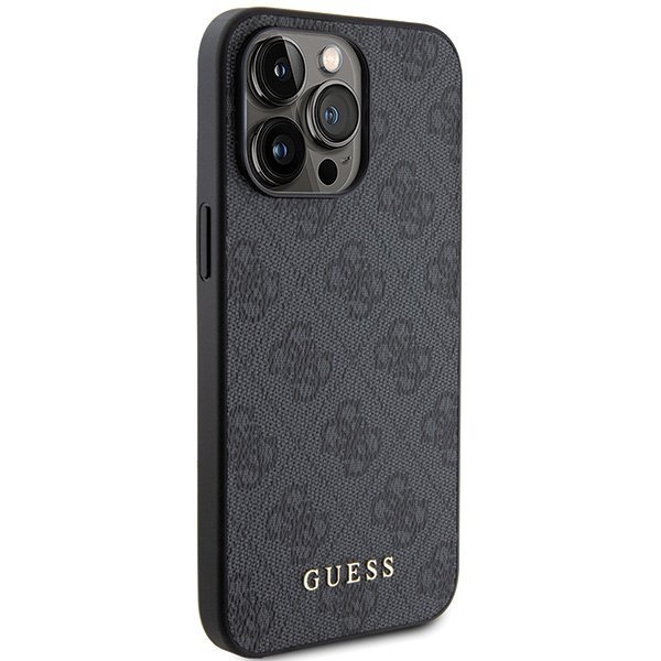 Guess GUHCP15XG4GFGR iPhone 15 Pro Max 6.7&quot; szary/grey hard case 4G Metal Gold Logo