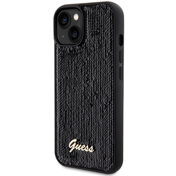 Guess GUHCP14SPSFDGSK iPhone 14 / 15 / 13 6.1&quot; czarny/black hardcase Sequin Script Metal