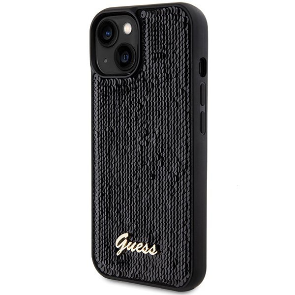 Guess GUHCP14SPSFDGSK iPhone 14 / 15 / 13 6.1&quot; czarny/black hardcase Sequin Script Metal