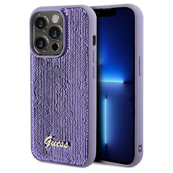 Guess GUHCP13XPSFDGSU iPhone 13 Pro Max 6.7&quot; fioletowy/purple hardcase Sequin Script Metal