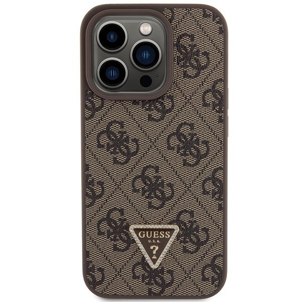 Guess GUHCP15LP4TDPW iPhone 15 Pro 6.1&quot; brązowy/brown hardcase Leather 4G Triangle Strass