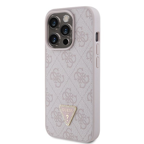 Guess GUHCP15LP4TDPP iPhone 15 Pro 6.1&quot; różowy/pink hardcase Leather 4G Triangle Strass
