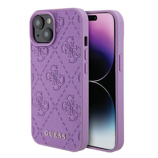Guess GUHCP15SP4EPMU iPhone 15 / 14 / 13 6.1&quot; fioletowy/light purple hardcase Leather 4G Stamped